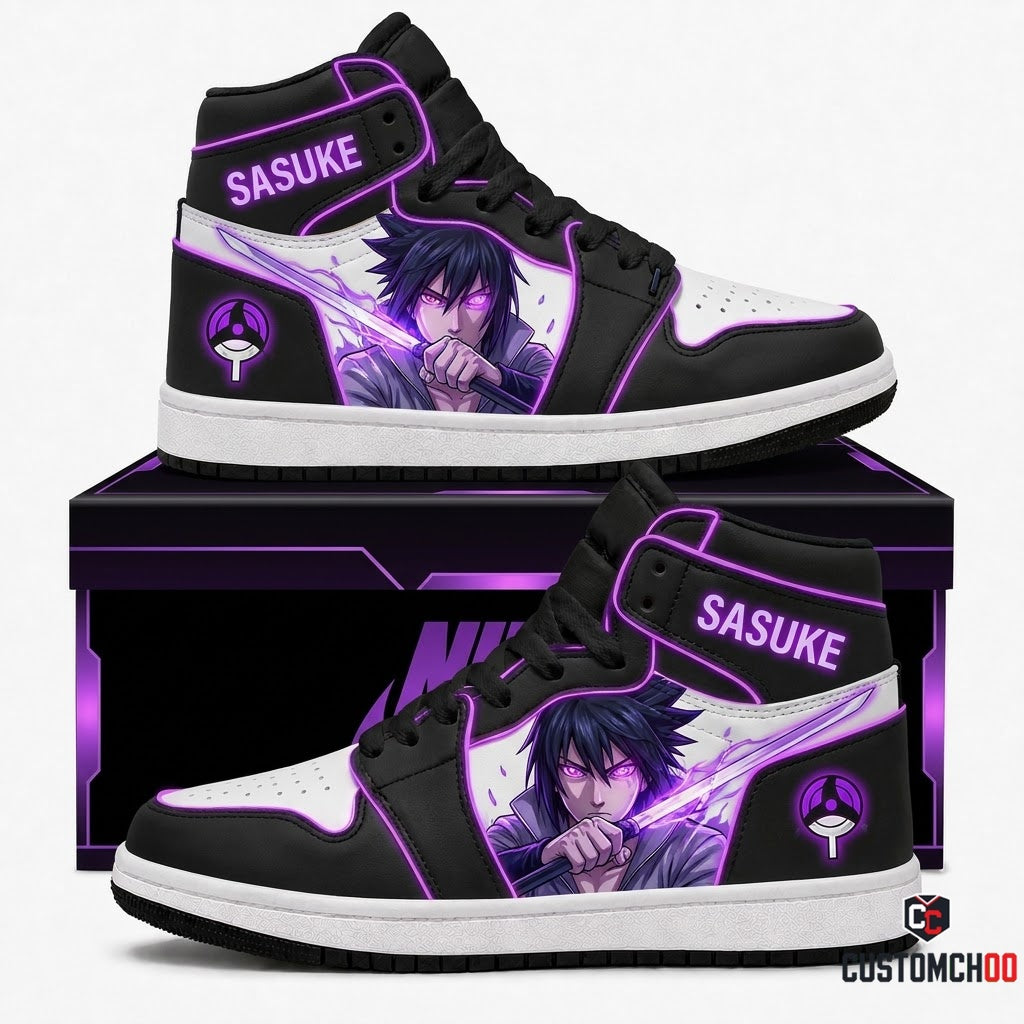 Sasuke Uchiha Anime Canvas High Top Sneakers - 02. Cyber Techwear