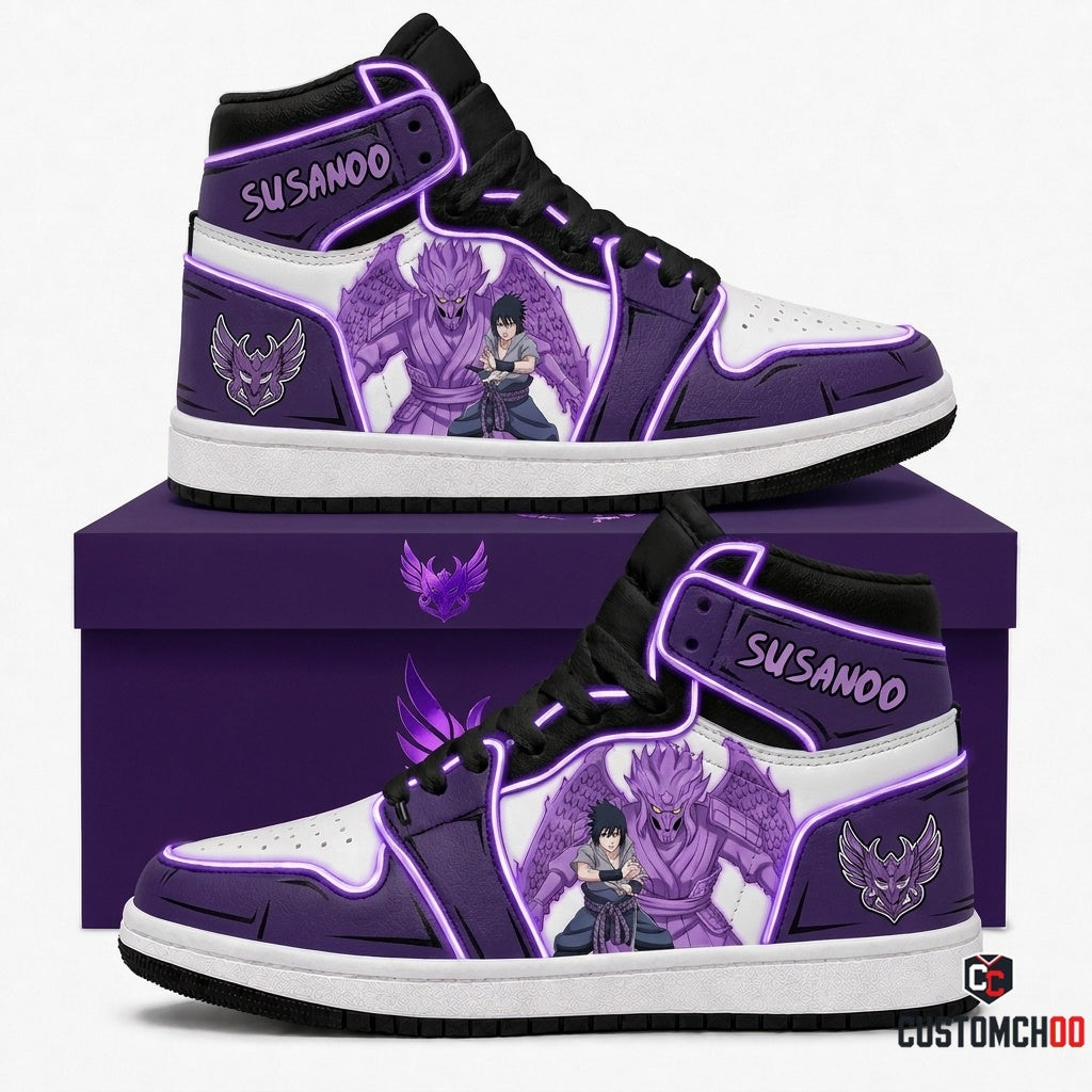 Sasuke Uchiha Anime Canvas High Top Sneakers - 03. Susanoo Avatar