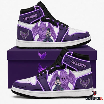 Sasuke Uchiha Anime Canvas High Top Sneakers - 03. Susanoo Avatar