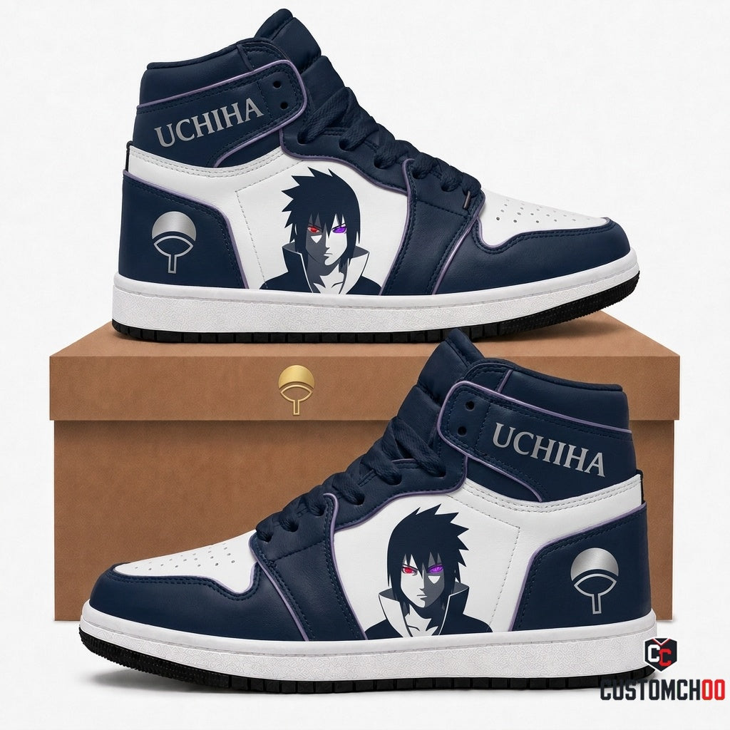 Sasuke Uchiha Anime Canvas High Top Sneakers - 05. Clan Minimalist