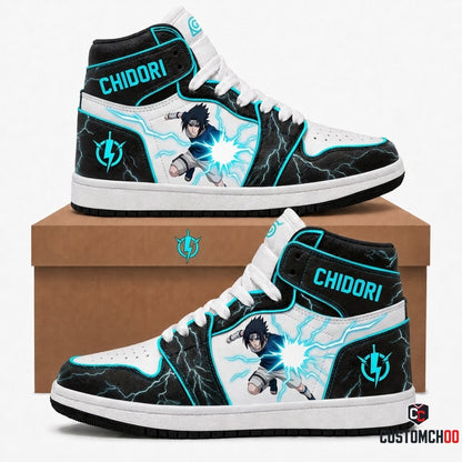 Sasuke Uchiha Anime Canvas High Top Sneakers - 07. Chidori Lightning
