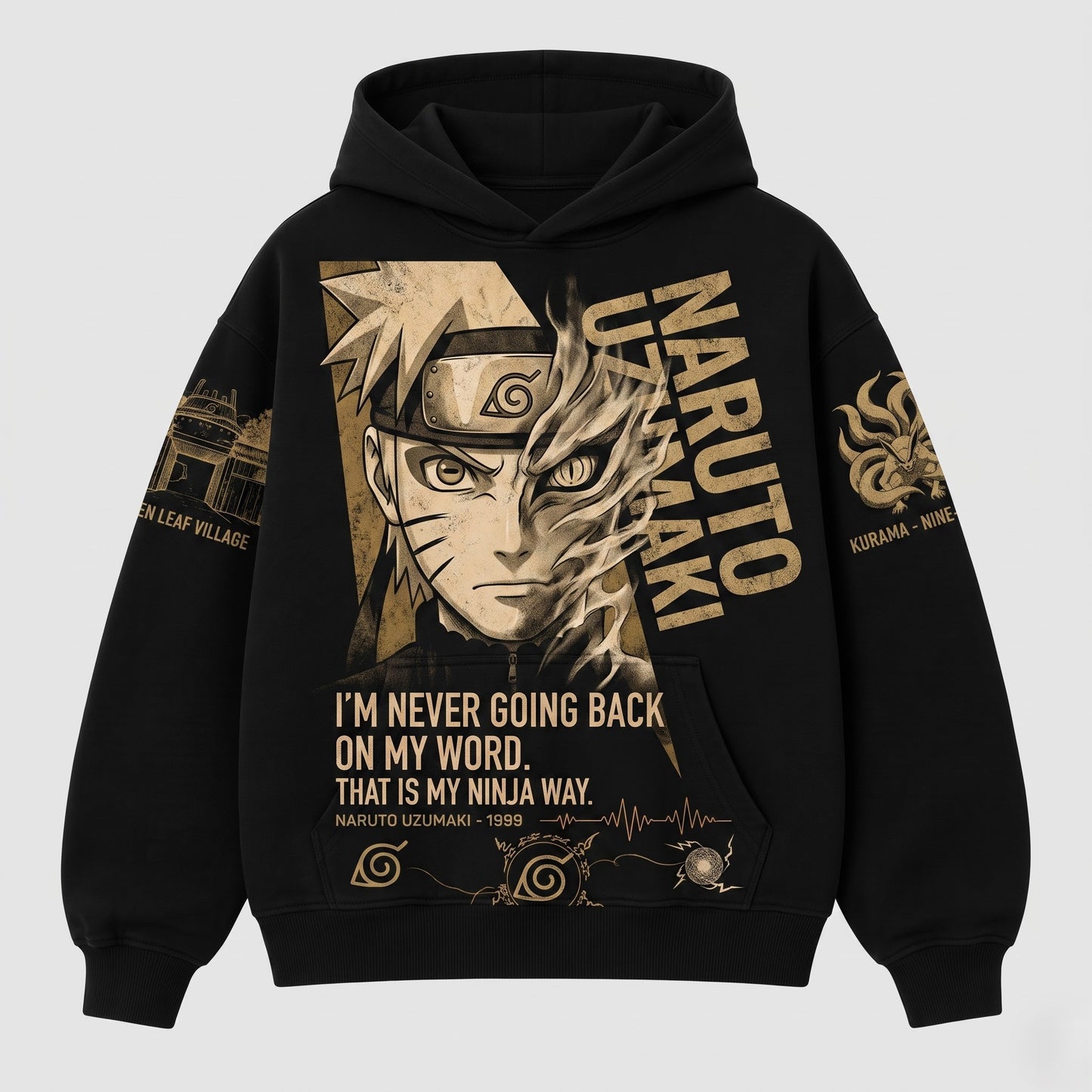 Anime Narutoo Ninja Graphic Shirt, Black Pullover Manga Inspired Hoodie, Japanese Streetwear Fan Gift