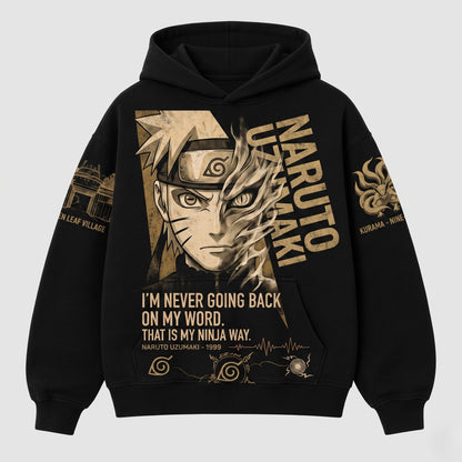 Anime Narutoo Ninja Graphic Shirt, Black Pullover Manga Inspired Hoodie, Japanese Streetwear Fan Gift