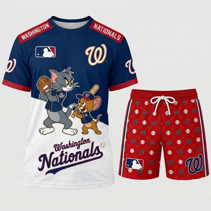 All USA Baseball Teams Inspired Fan Set, Graphic T-Shirt And Shorts Combo Outfit