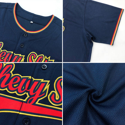 Custom Navy Navy-Gold Authentic Baseball Jersey