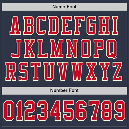 Custom Navy Red-Cream Mesh Authentic Throwback Football Jersey