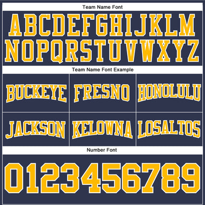 Custom Stitched Navy Gold-White Football Pullover Sweatshirt Hoodie