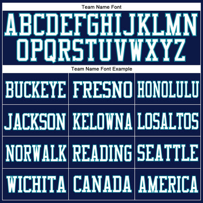 Custom Navy White-Teal Mesh Authentic Football Jersey
