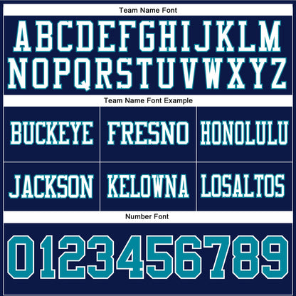 Custom Navy Teal-White Authentic Football Jersey