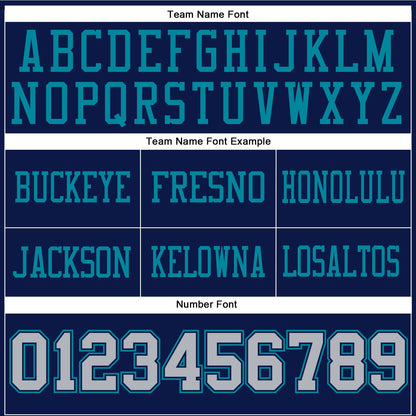 Custom Navy Gray-Teal Authentic Football Jersey