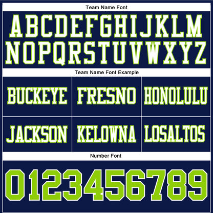 Custom Navy Neon Green-White Authentic Football Jersey