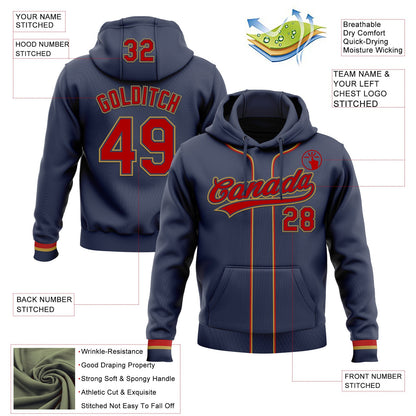 Custom Stitched Navy Red-Old Gold Baseball Pullover Sweatshirt Hoodie