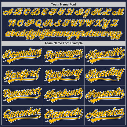 Custom Stitched Navy Gold-White Baseball Pullover Sweatshirt Hoodie