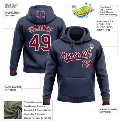 Custom Stitched Navy Maroon-White Baseball Pullover Sweatshirt Hoodie