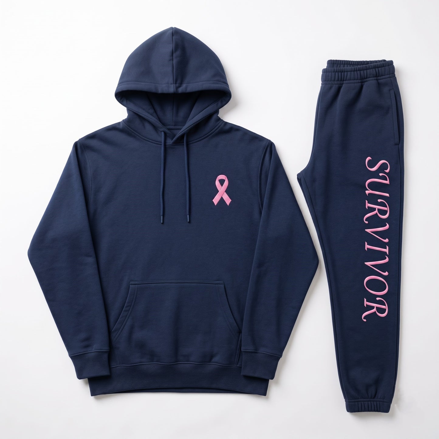 Pink Ribbon Hoodie & Sweatpants Set, Breast Cancer Awareness Tracksuit, Hope Support Outfit Hoodie & Sweatpants Set — 8 Styles