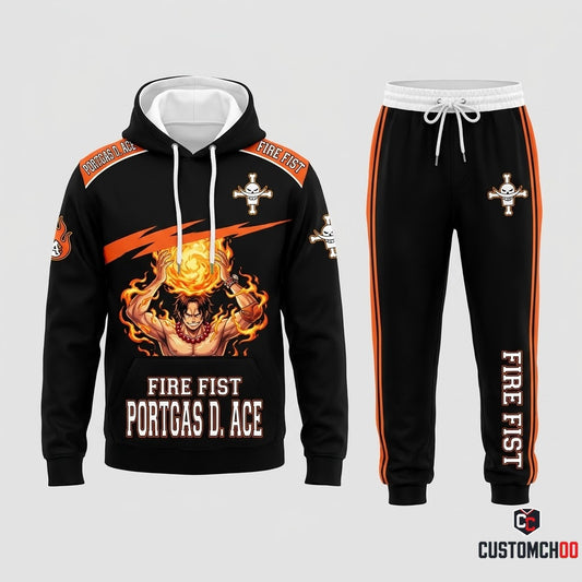 Portgas D. Ace Fire Fist Anime Tracksuit Set - Hoodie & Jogger Pants - 01. Awakening