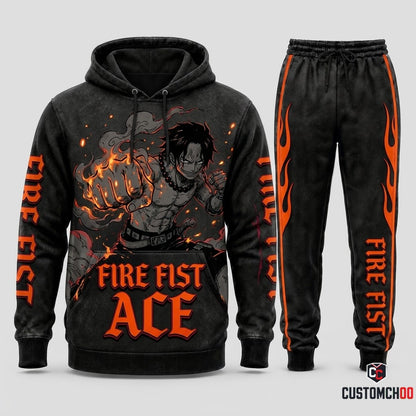 Portgas D. Ace Fire Fist Anime Tracksuit Set - Hoodie & Jogger Pants - 02. Dark Hypebeast
