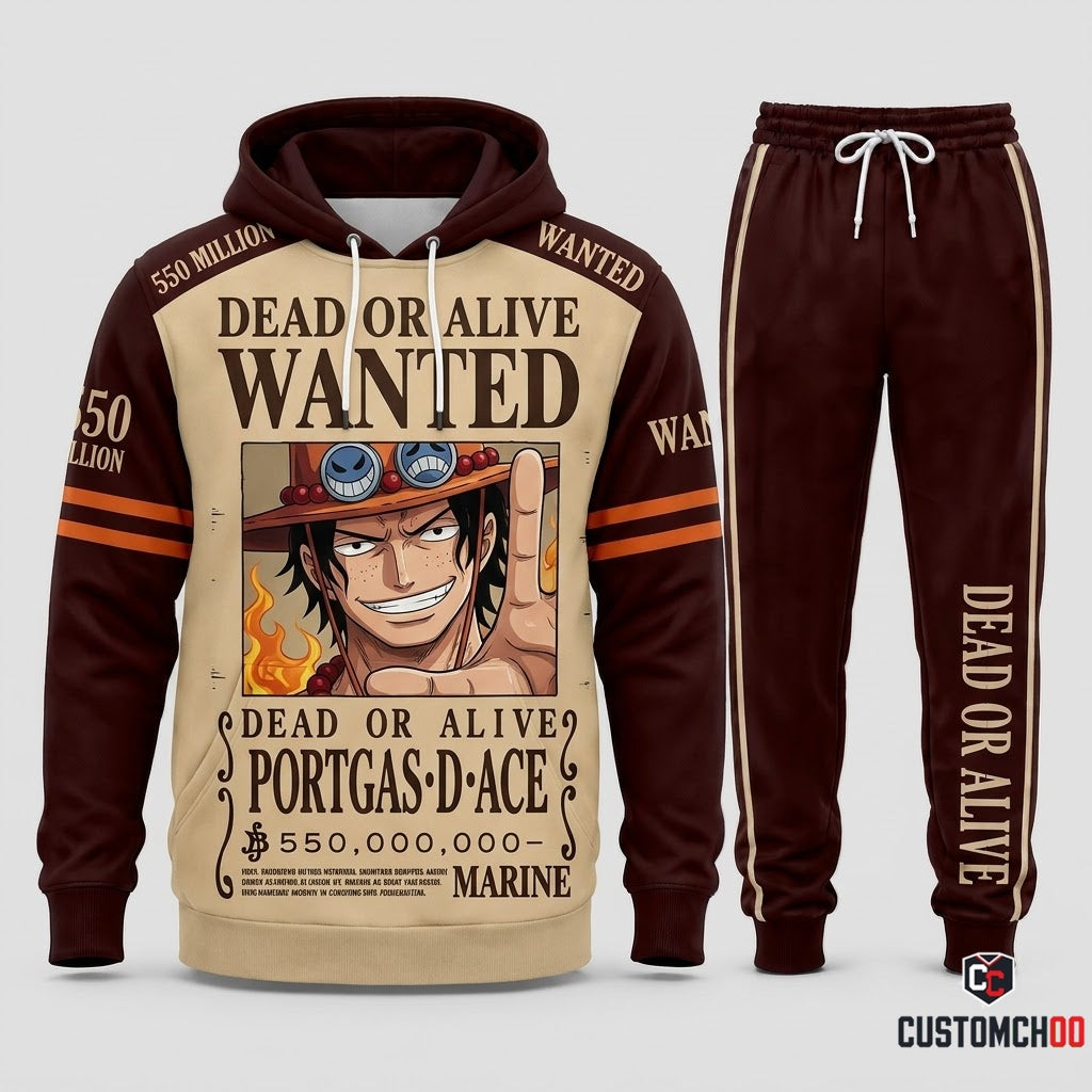 Portgas D. Ace Fire Fist Anime Tracksuit Set - Hoodie & Jogger Pants - 04. Bounty