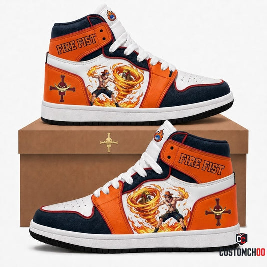 Portgas D. Ace Fire Fist Anime Canvas High Top Sneakers - 01. Awakening