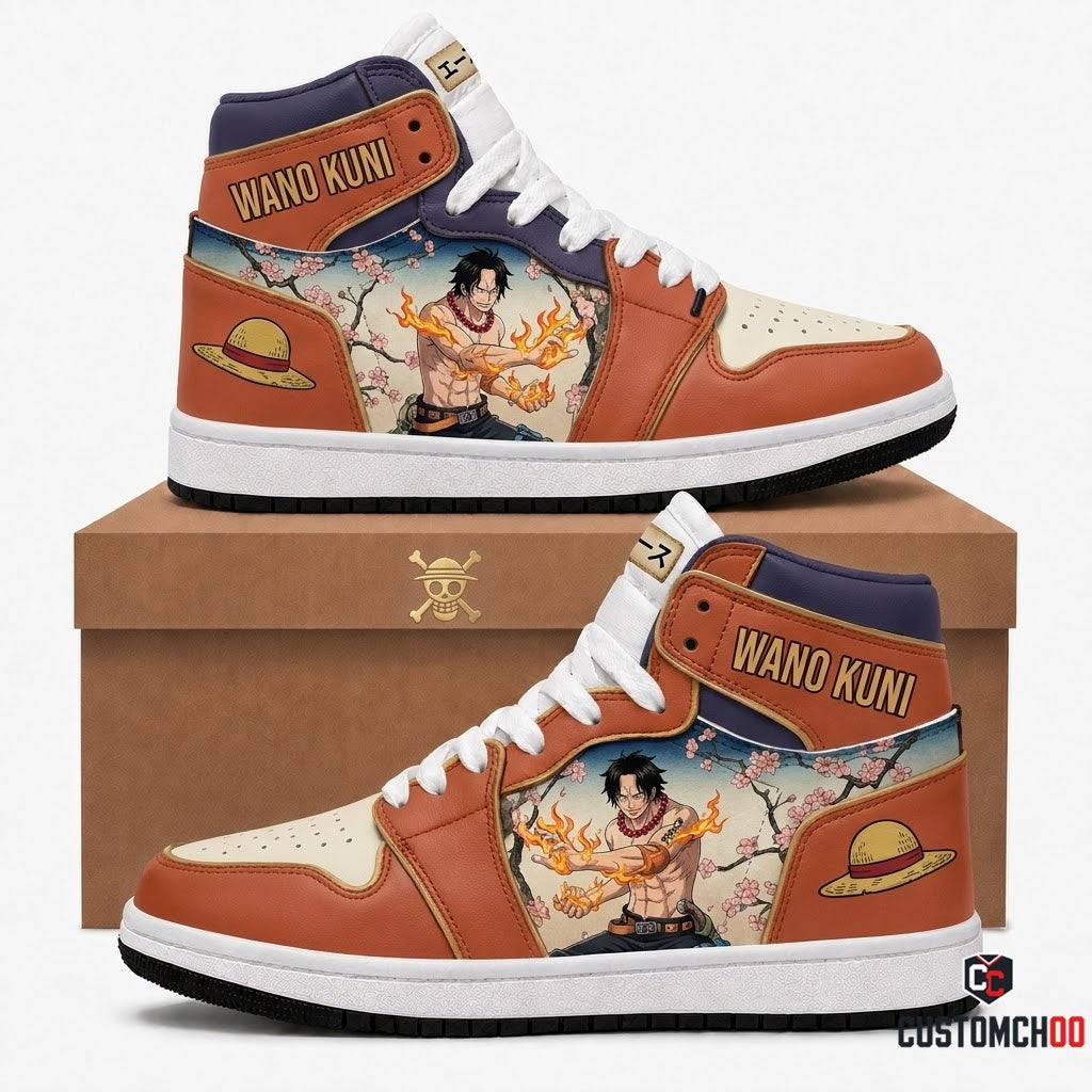 Portgas D. Ace Fire Fist Anime Canvas High Top Sneakers - 03. Wano Ukiyoe