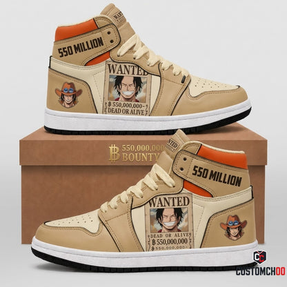 Portgas D. Ace Fire Fist Anime Canvas High Top Sneakers - 04. Bounty