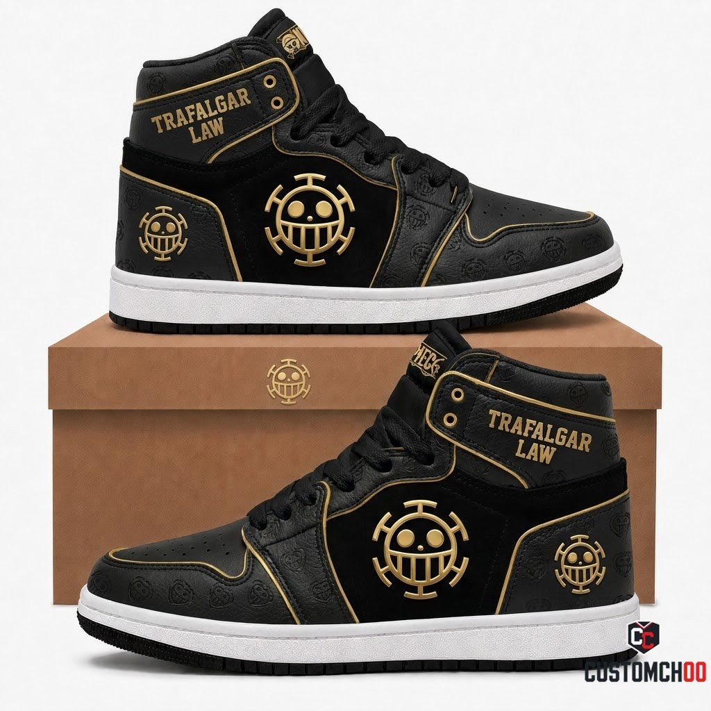 Trafalgar D. Water Law Anime Canvas High Top Sneakers - 06. Monogram Stealth