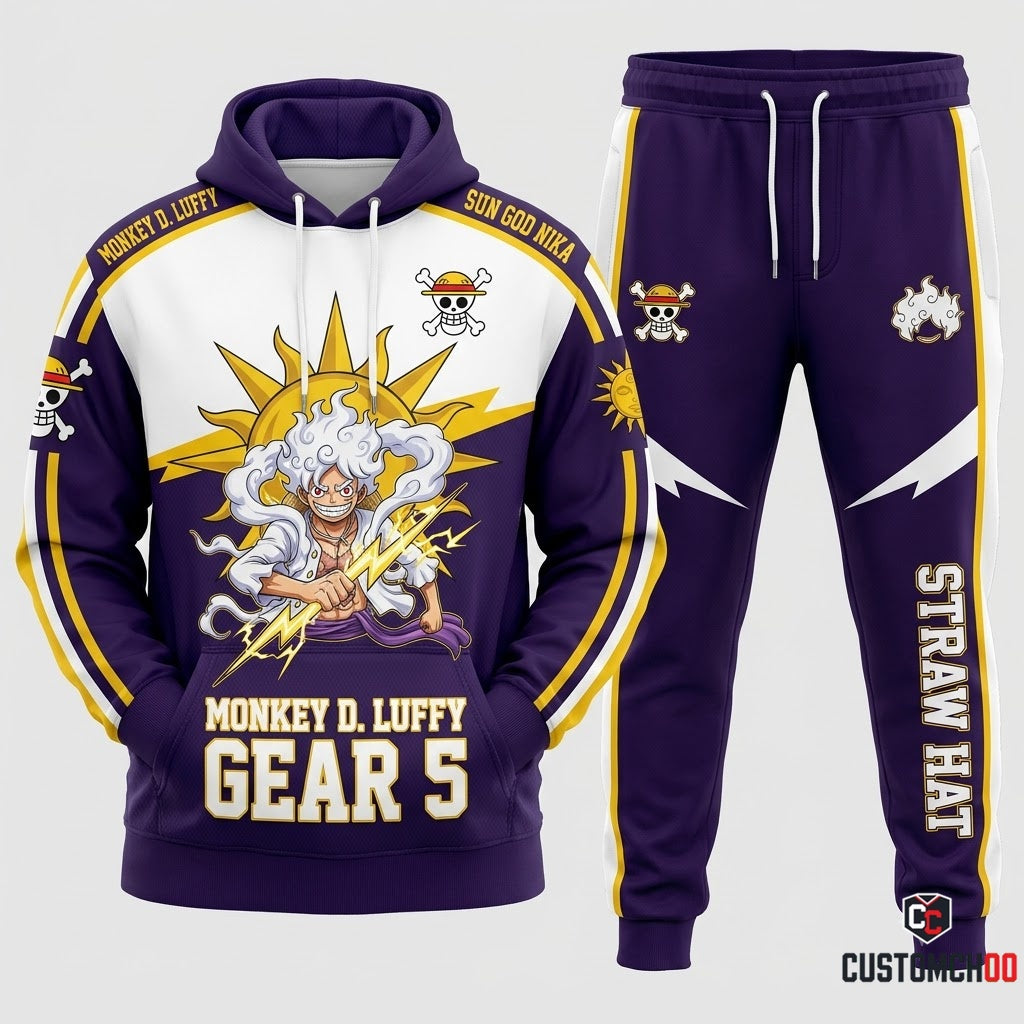 Monkey D. Luffy Gear 5 Anime Tracksuit Set - Hoodie & Jogger Pants - 01. Awakening