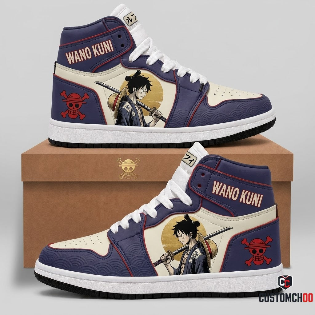Monkey D. Luffy Gear 5 Anime Canvas High Top Sneakers - 03. Wano Ukiyoe
