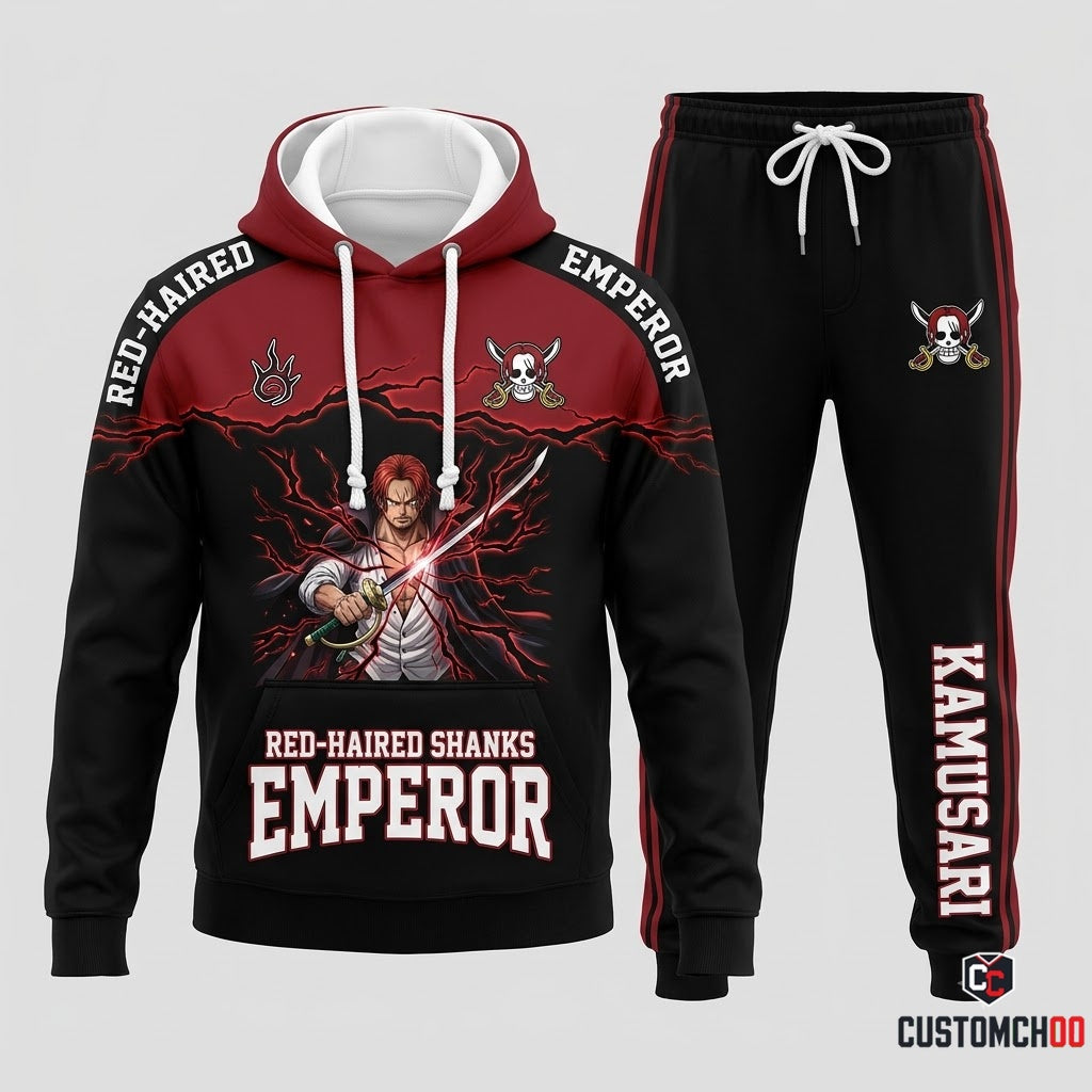 Red-Haired Shanks Emperor Anime Tracksuit Set - Hoodie & Jogger Pants - 01. Awakening