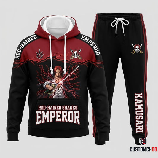 Red-Haired Shanks Emperor Anime Tracksuit Set - Hoodie & Jogger Pants - 01. Awakening