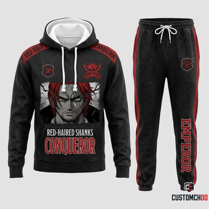 Red-Haired Shanks Emperor Anime Tracksuit Set - Hoodie & Jogger Pants - 02. Dark Hypebeast