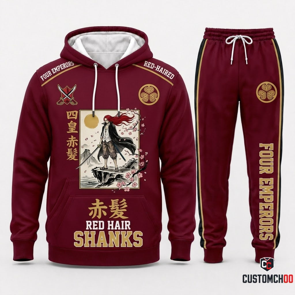 Red-Haired Shanks Emperor Anime Tracksuit Set - Hoodie & Jogger Pants - 03. Wano Ukiyoe