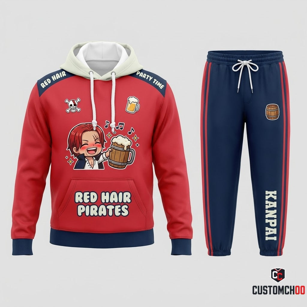 Red-Haired Shanks Emperor Anime Tracksuit Set - Hoodie & Jogger Pants - 08. Chibi Pop
