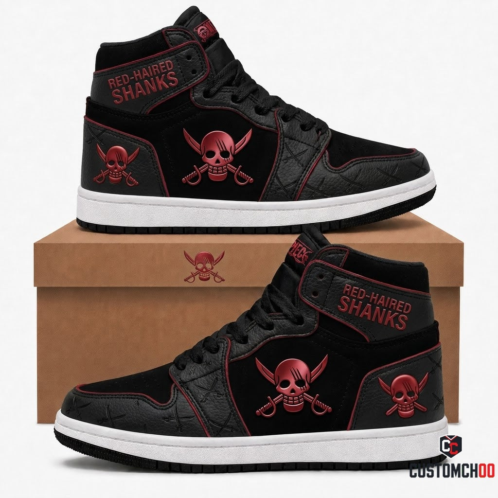 Red-Haired Shanks Emperor Anime Canvas High Top Sneakers - 06. Monogram Stealth