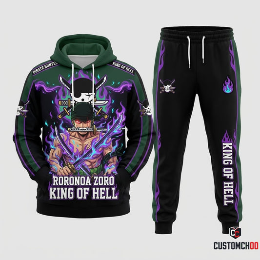 Roronoa Zoro King of Hell Anime Tracksuit Set - Hoodie & Jogger Pants - 01. Awakening