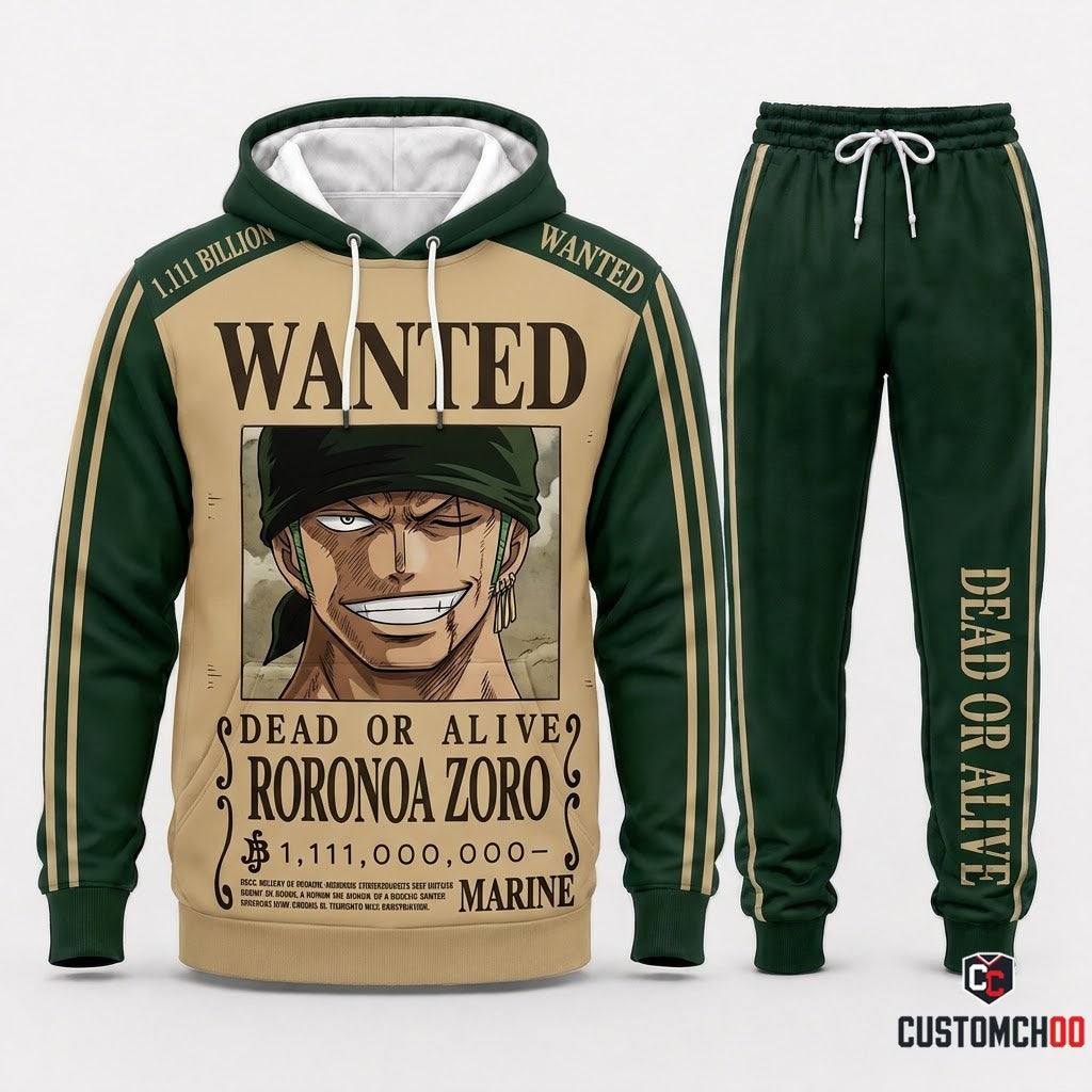 Roronoa Zoro King of Hell Anime Tracksuit Set - Hoodie & Jogger Pants - 04. Bounty