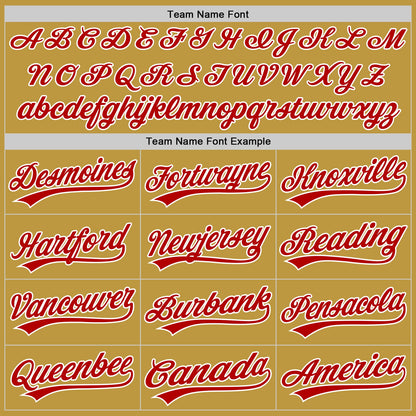Custom Stitched Old Gold Red-White Baseball Pullover Sweatshirt Hoodie