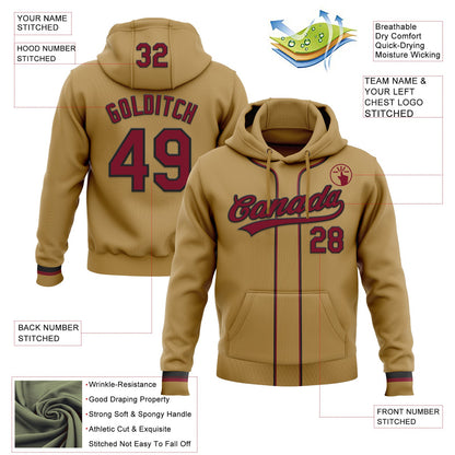 Custom Stitched Old Gold Crimson-Black Baseball Pullover Sweatshirt Hoodie