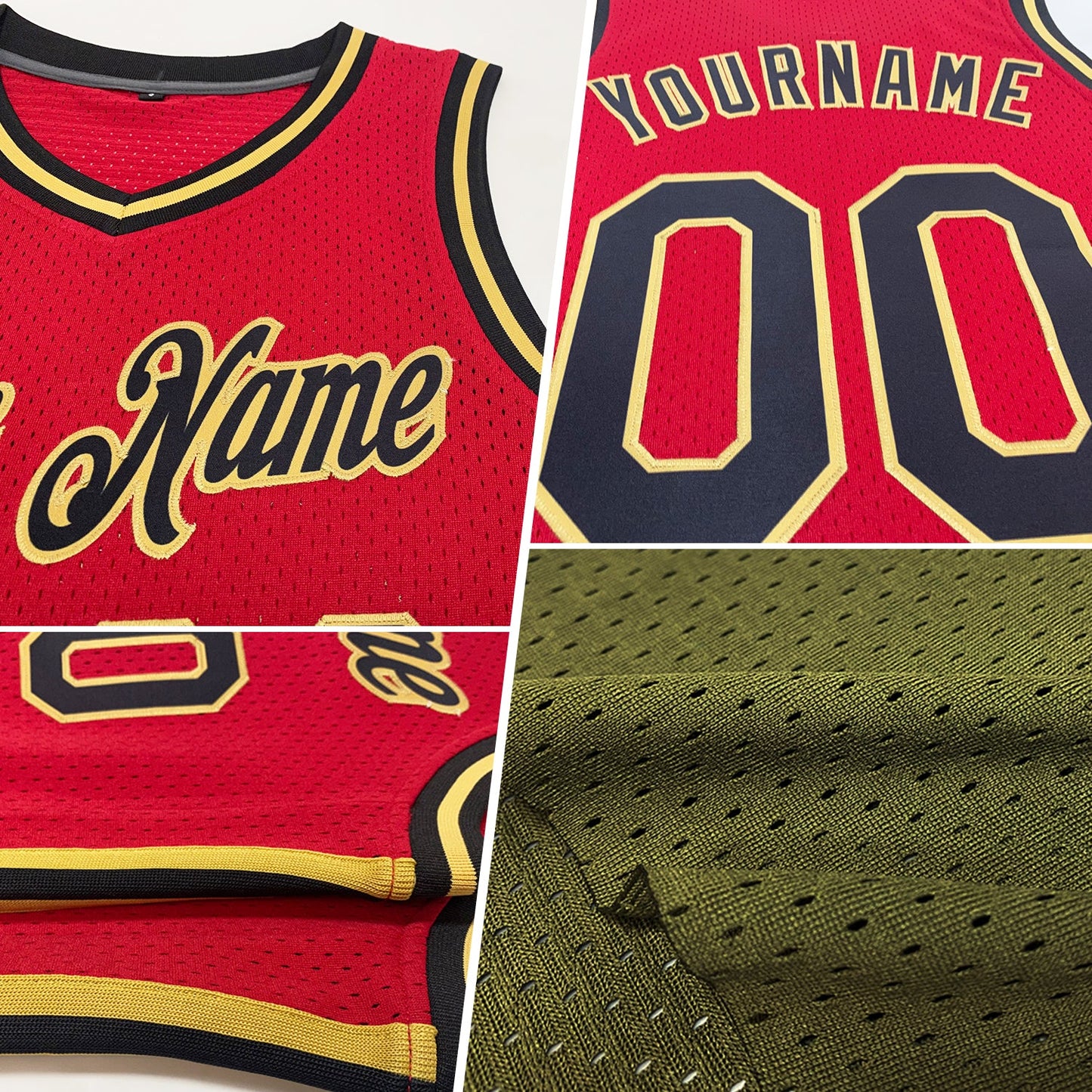 Custom Olive Vintage USA Flag Black-Old Gold Authentic Throwback Salute To Service Basketball Jersey