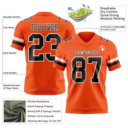 Custom Orange Black-White Authentic Football Jersey