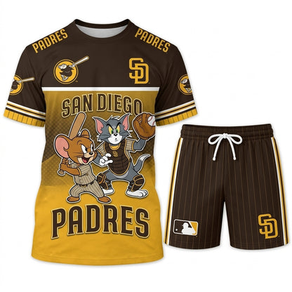 All USA Baseball Teams Inspired Fan Set, Graphic T-Shirt And Shorts Combo Outfit