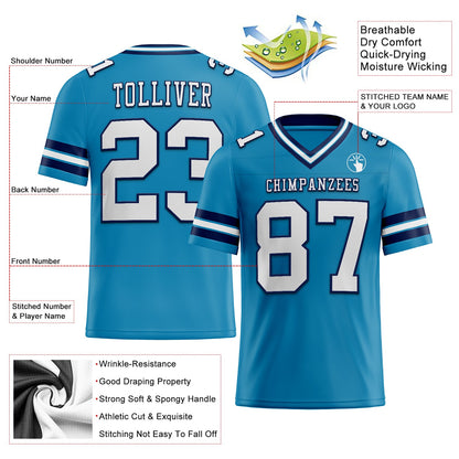 Custom Panther Blue White-Navy Authentic Football Jersey