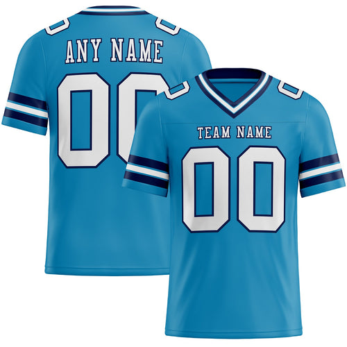 Custom Panther Blue White-Navy Authentic Football Jersey