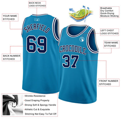 Custom Panther Blue Navy-White Authentic Basketball Jersey