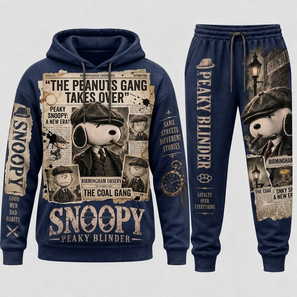 Limited Edition Snoopy Peaky Blinder Hoodie & Sweatpants Set