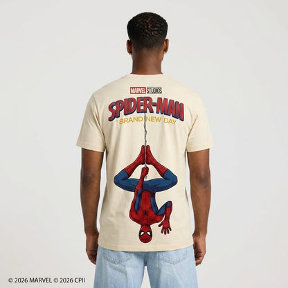 Cream Long Sleeve Shirt, Comic Web Hero Inspired Back Print Tee, Superhero Fan Streetwear Gift