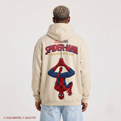 Cream Long Sleeve Shirt, Comic Web Hero Inspired Back Print Tee, Superhero Fan Streetwear Gift