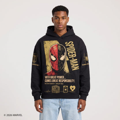 Black Long Sleeve Shirt, Comic Web Hero Inspired Back Print Tee, Superhero Fan Streetwear Gift