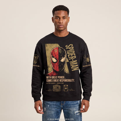 Black Long Sleeve Shirt, Comic Web Hero Inspired Back Print Tee, Superhero Fan Streetwear Gift