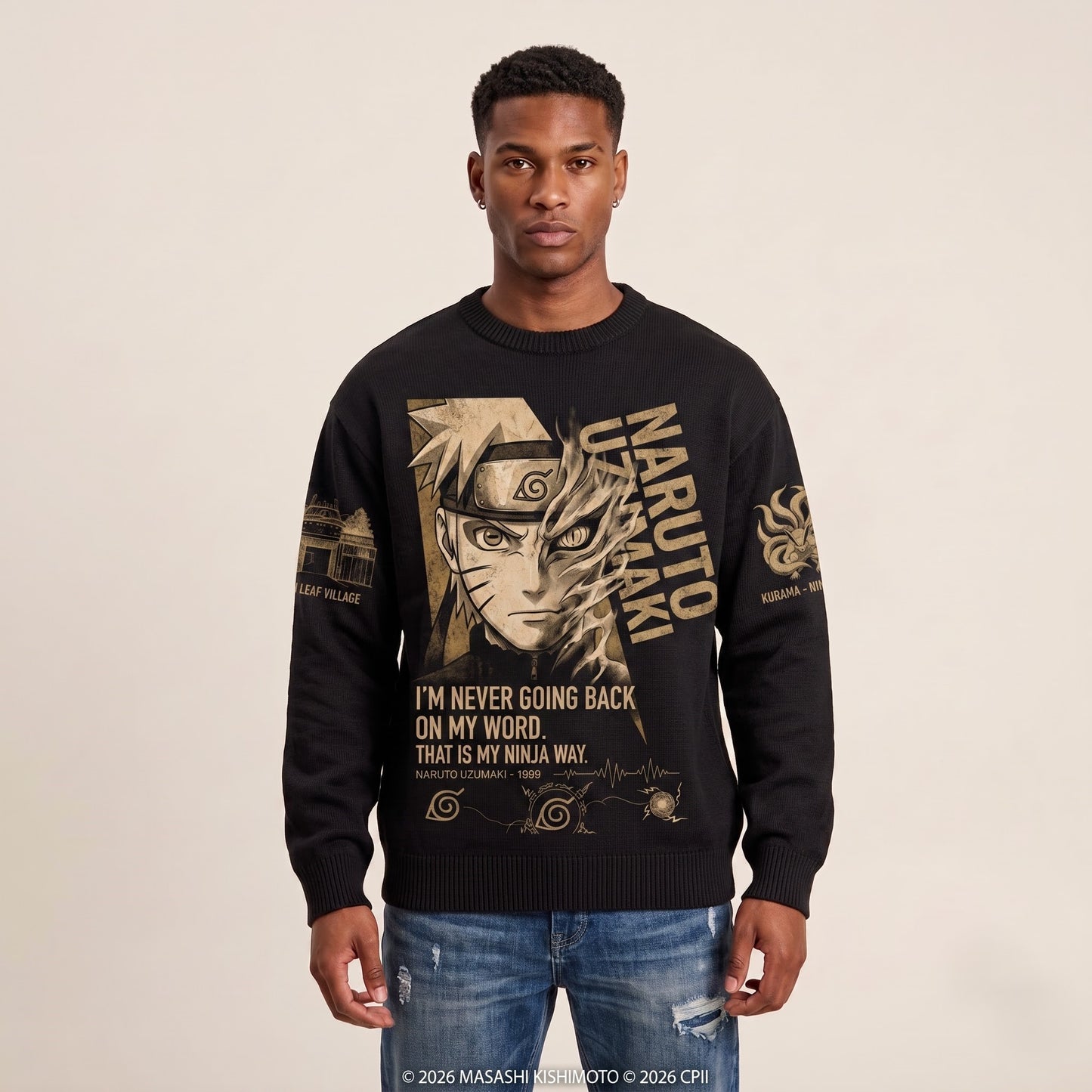 Anime Narutoo Ninja Graphic Shirt, Black Pullover Manga Inspired Hoodie, Japanese Streetwear Fan Gift